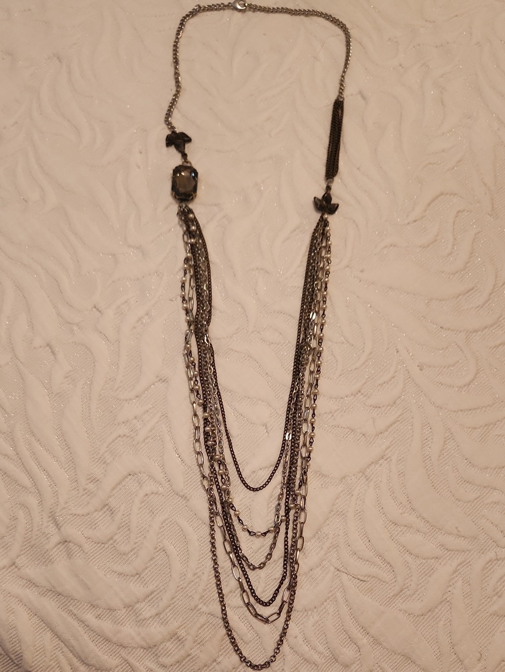 Layered Multi-Chain Black Statement Necklace
